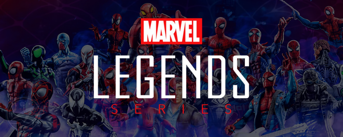 Marvel Legends Series logo with superhero characters in the background