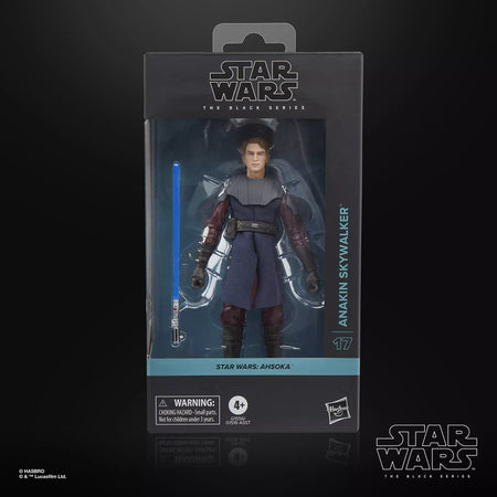 Star Wars The Black Series Anakin Skywalker 6-inch action figure from Star Wars: Ahsoka with lightsaber accessory in window display box.