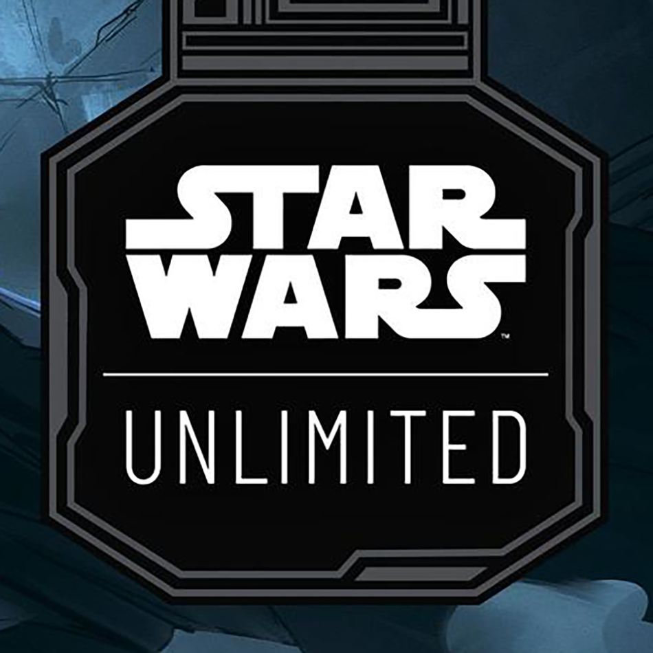 Star Wars unlimited logo on a blue and black background