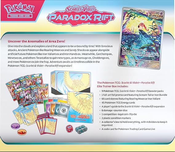 pokemon scarlet and violet etb promo cards Pokémon TCG: Scarlet & Violet—Paradox Rift ETB (Roaring Moon) – moon-whale.com
