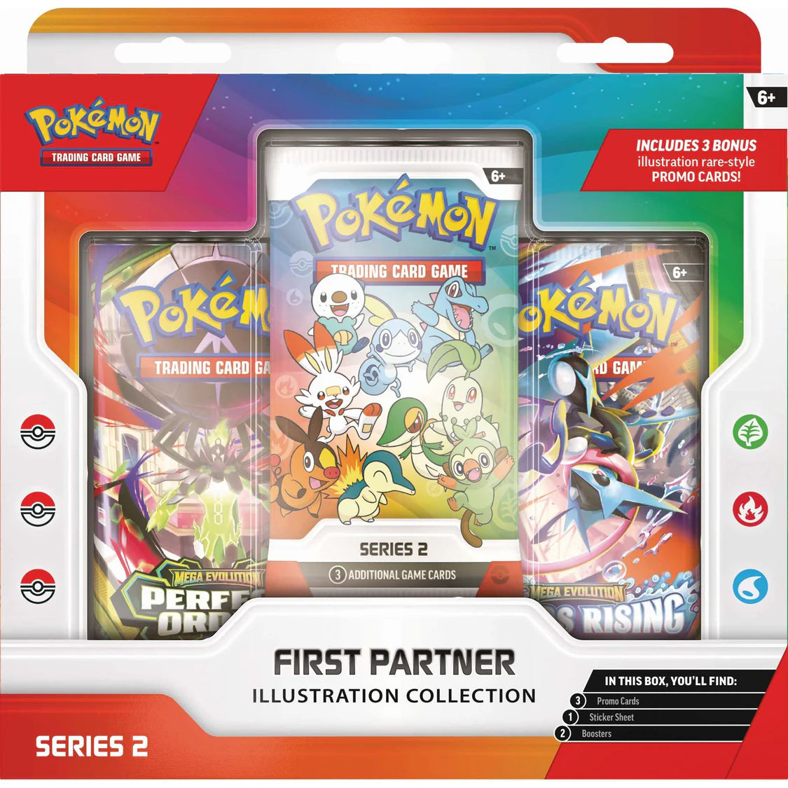 Pokémon First Partner Illustration Collection Series 2 with promo cards, First Partner Pack and booster packs.