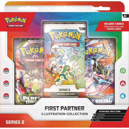Pokémon First Partner Illustration Collection Series 2 with promo cards, First Partner Pack and booster packs.