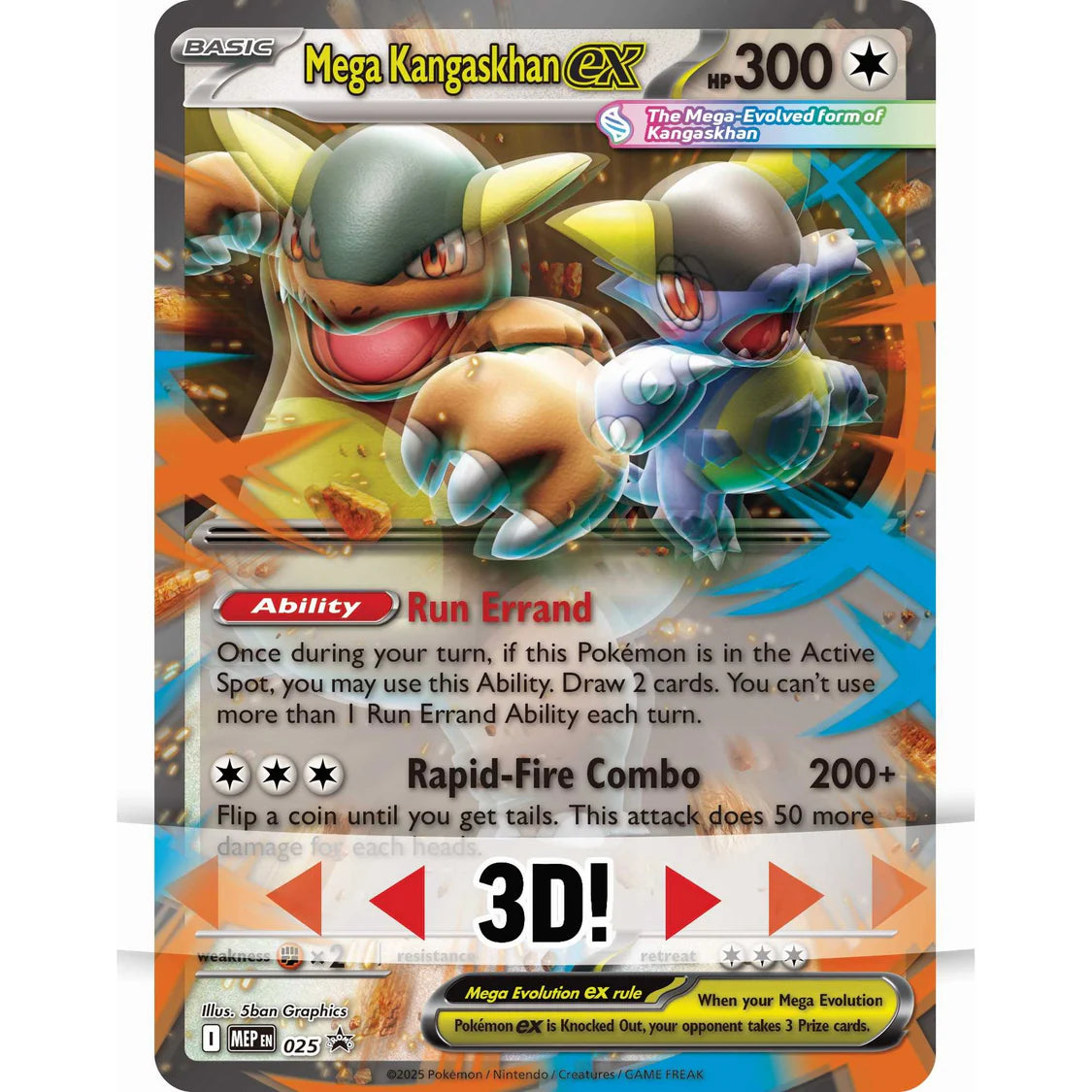 Oversized Mega Kangaskhan EX card with holo print