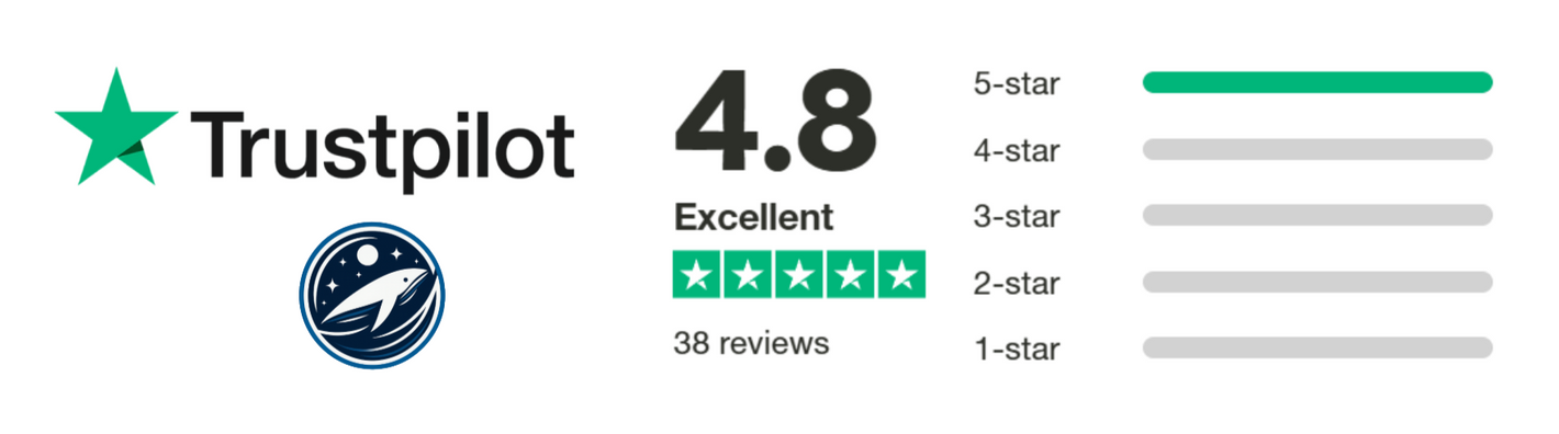 Trustpilot rating of 4.8 star on a white background