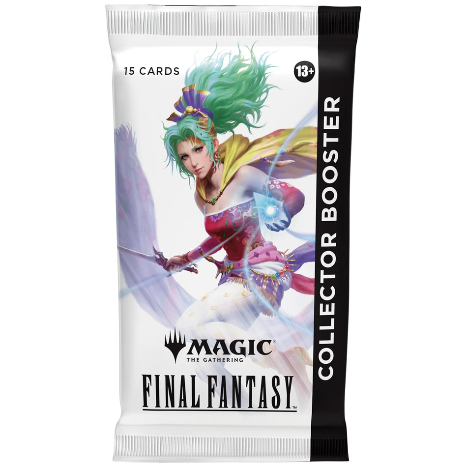 Magic: The Gathering – Final Fantasy Collector Booster Pack featuring Terra Branford artwork and labeled for 15 cards and collector contents.