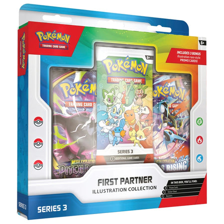 Pokémon TCG First Partner Illustration Collection Series 3 with Sprigatito, Fuecoco and Quaxly promo cards.