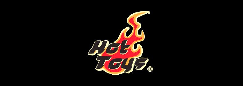 Hot Toys logo with flames on a black background