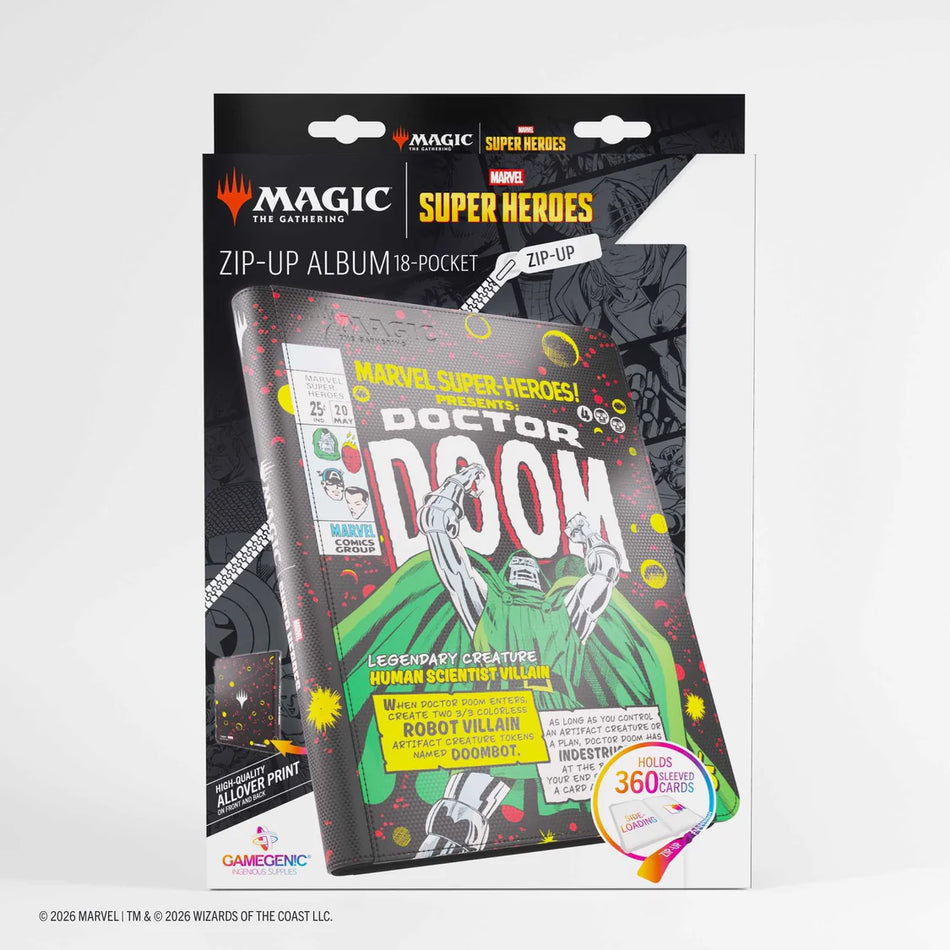 Gamegenic Magic The Gathering Marvel Super Heroes Doctor Doom and Spider-Man 18-Pocket Zip-Up Album.