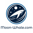 Logo of Moon-Whale.com featuring a whale, with a moon above it, and celestial elements on a white background