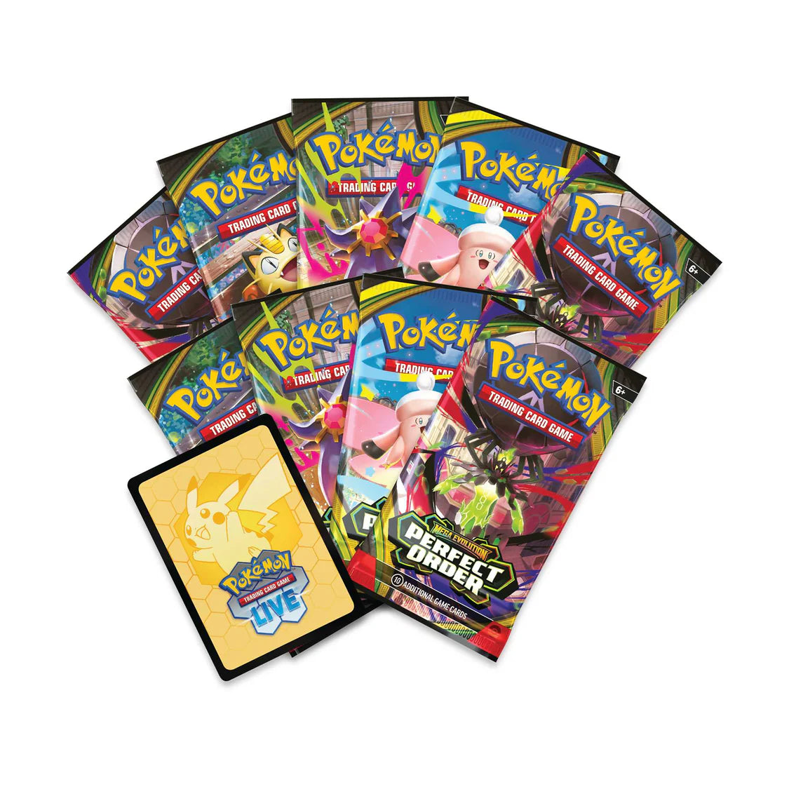 Collection of Pokémon trading cards displayed on a white background