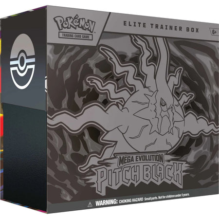 Pokémon Elite Trainer Box with Mega Evolution Pitch Black design on a white background