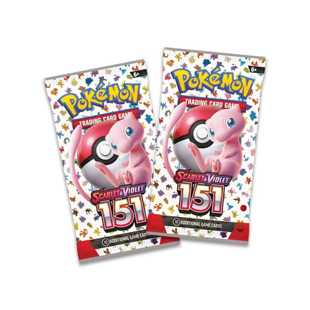 Two Pokemon trading card game 151 packs on a white background