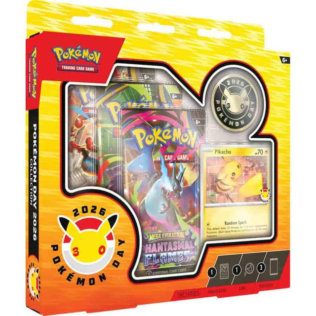 Pokémon TCG Pokémon Day 2026 Collection Box sealed with exclusive promo cards and booster packs.