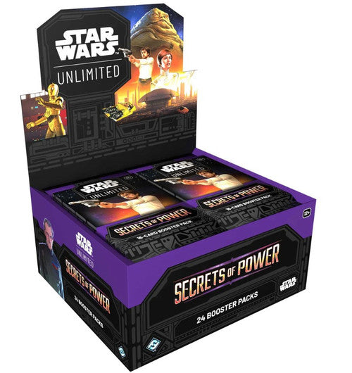 Star Wars: Unlimited – Secrets of Power Booster Box sealed with 24 booster packs from the sixth set.