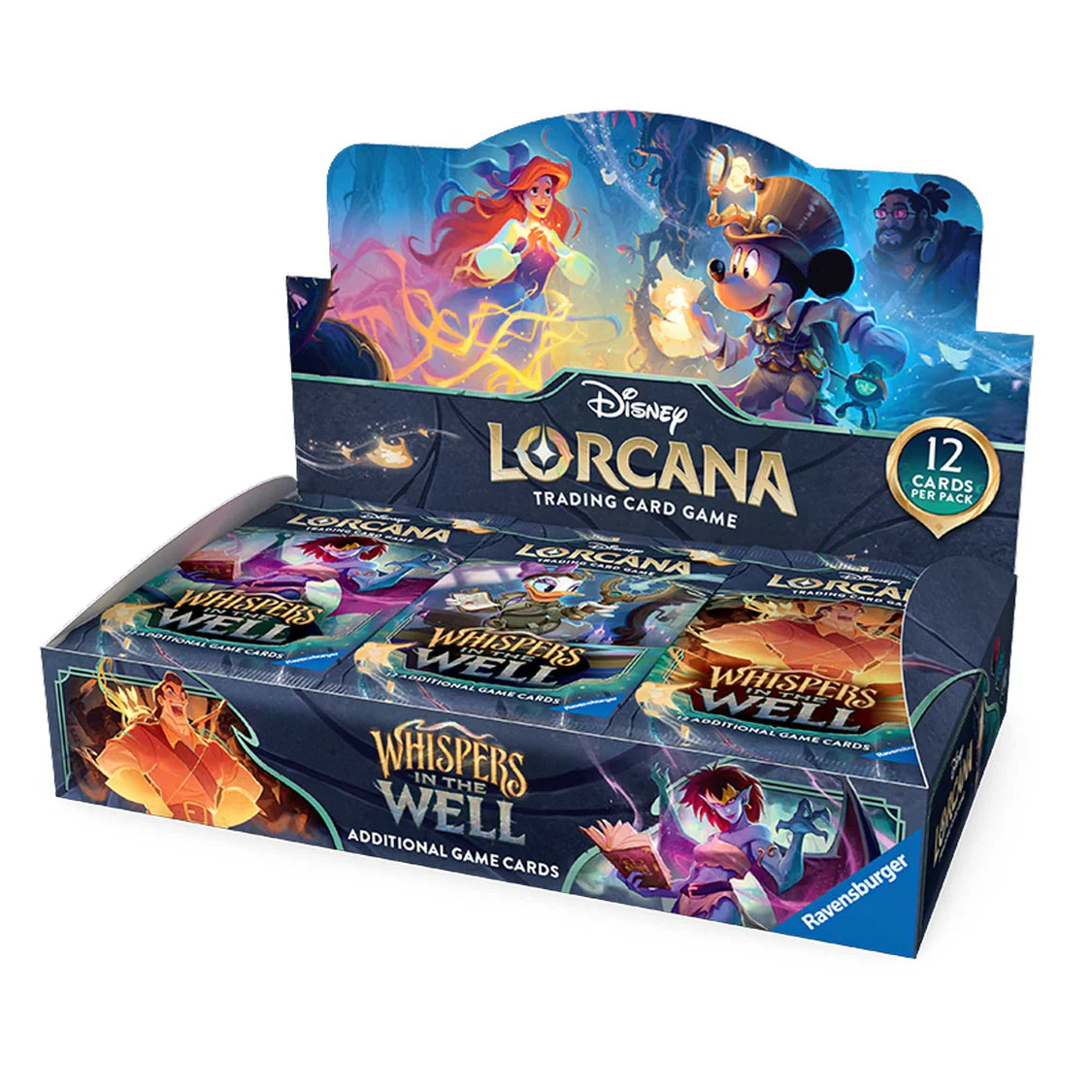 Disney Lorcana Whispers in the Well Booster Box sealed display with 24 booster packs.