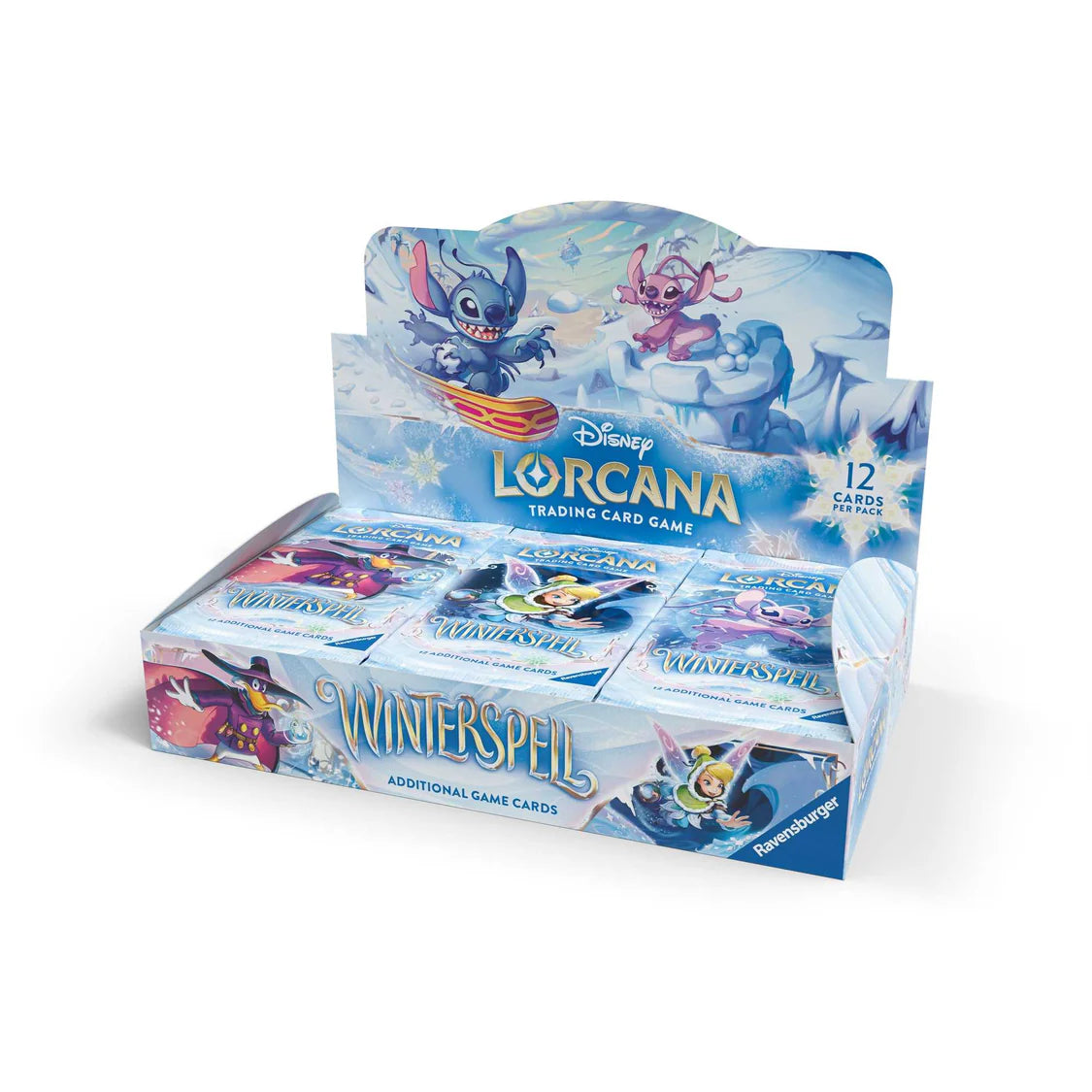 Disney Lorcana Winterspell Booster Box sealed display with 24 booster packs.